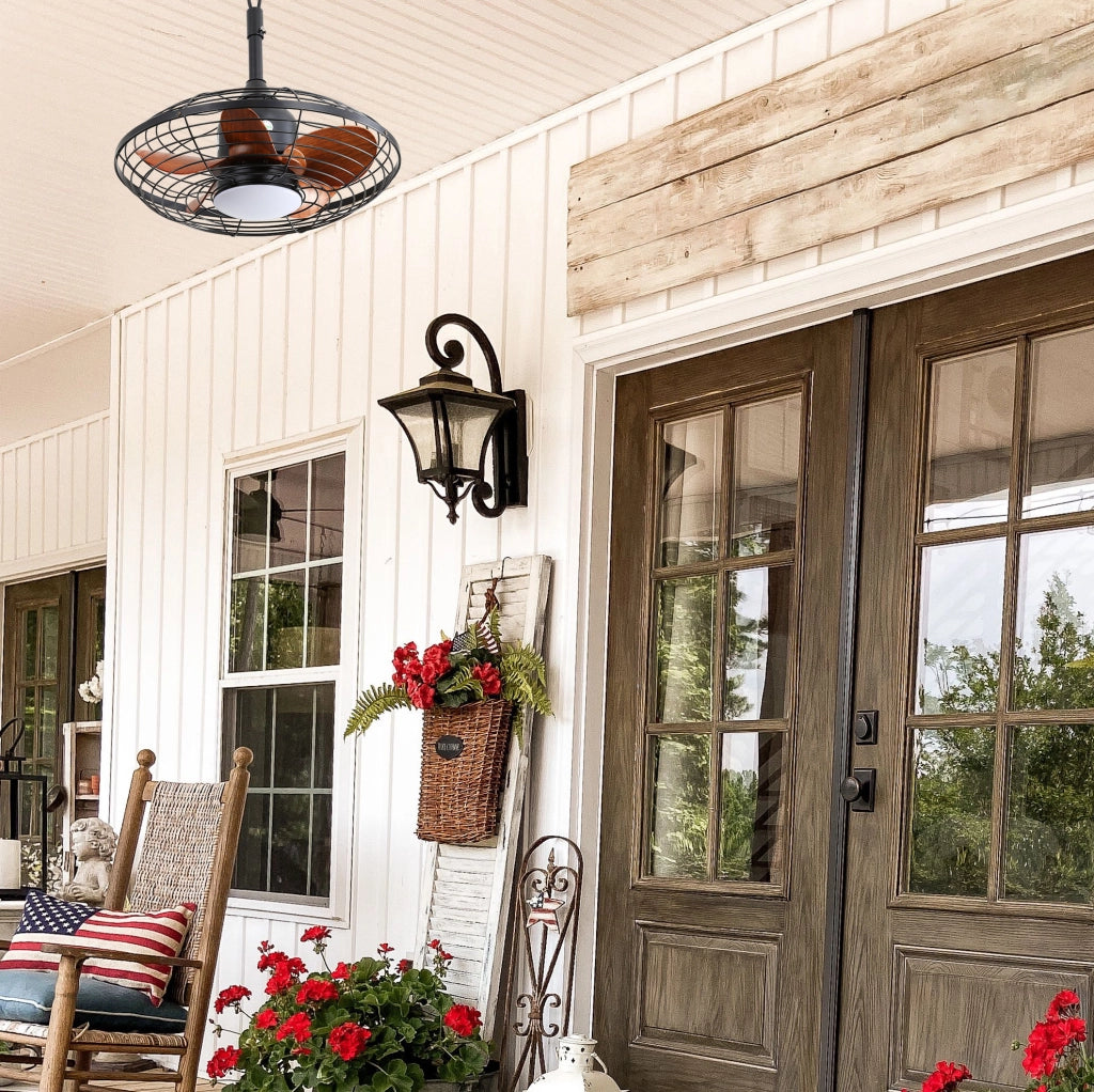 Ventilatore da soffitto nero con luce LED, motore DC reversibile e telecomando