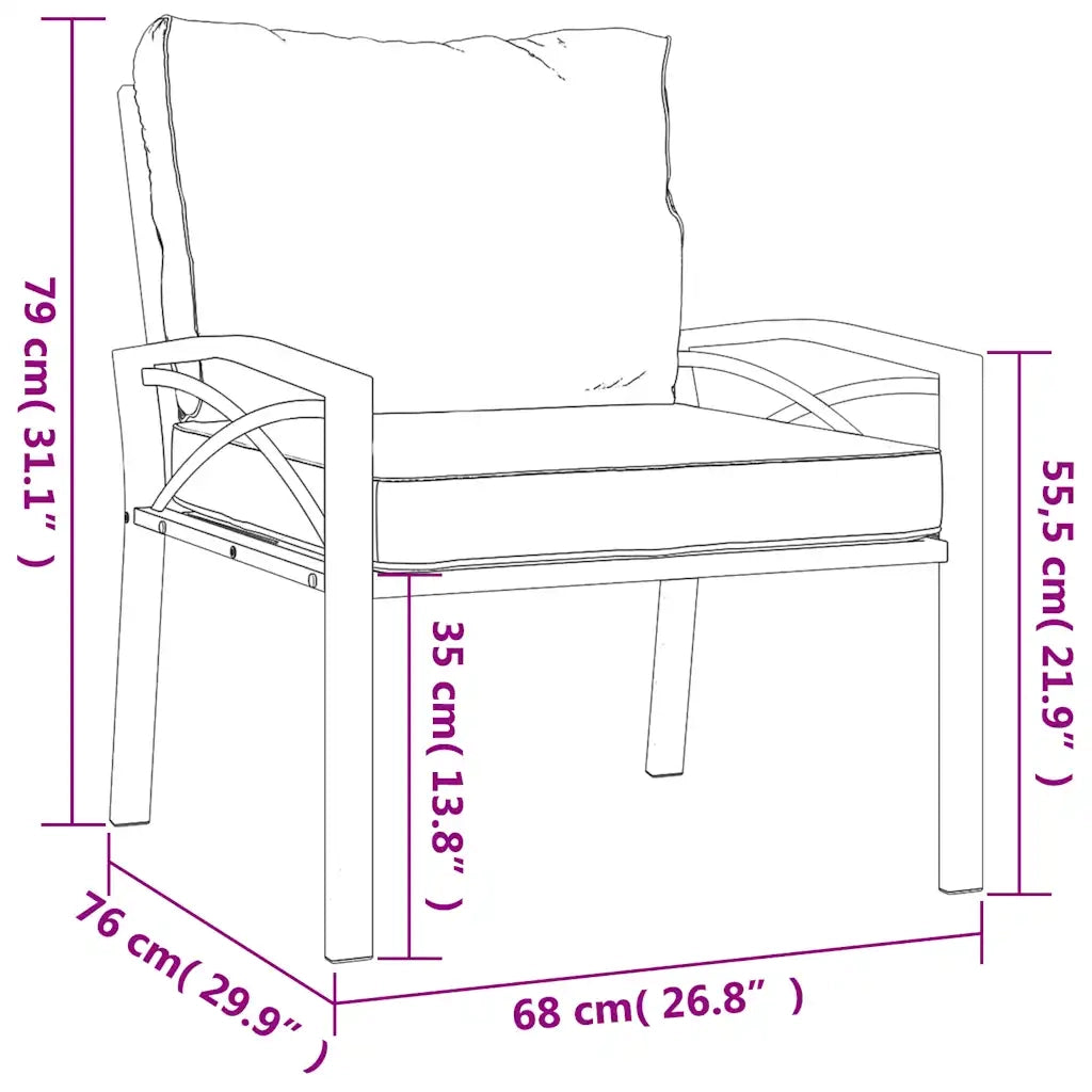 Sedie da Giardino con Cuscini Grigi 2pz 68x76x79 cm Acciaio 362715