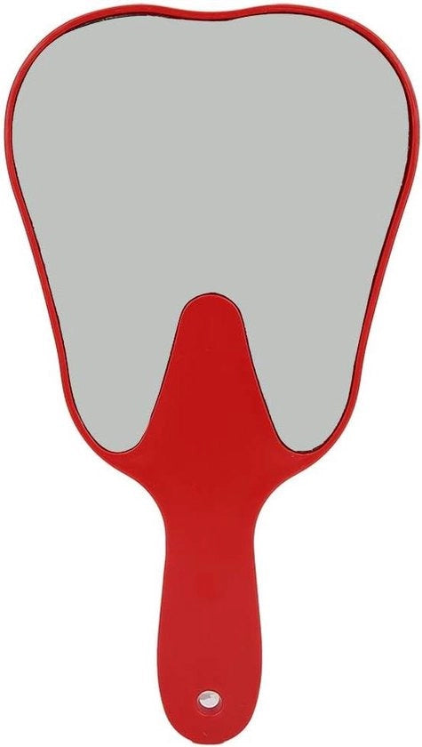 Manicotto per lo specchietto da denti - Moderno specchietto a forma di dente - Utile e divertente manicotto in plastica - Cura dentale - Occhio per la bocca ingranditore - Rosso.