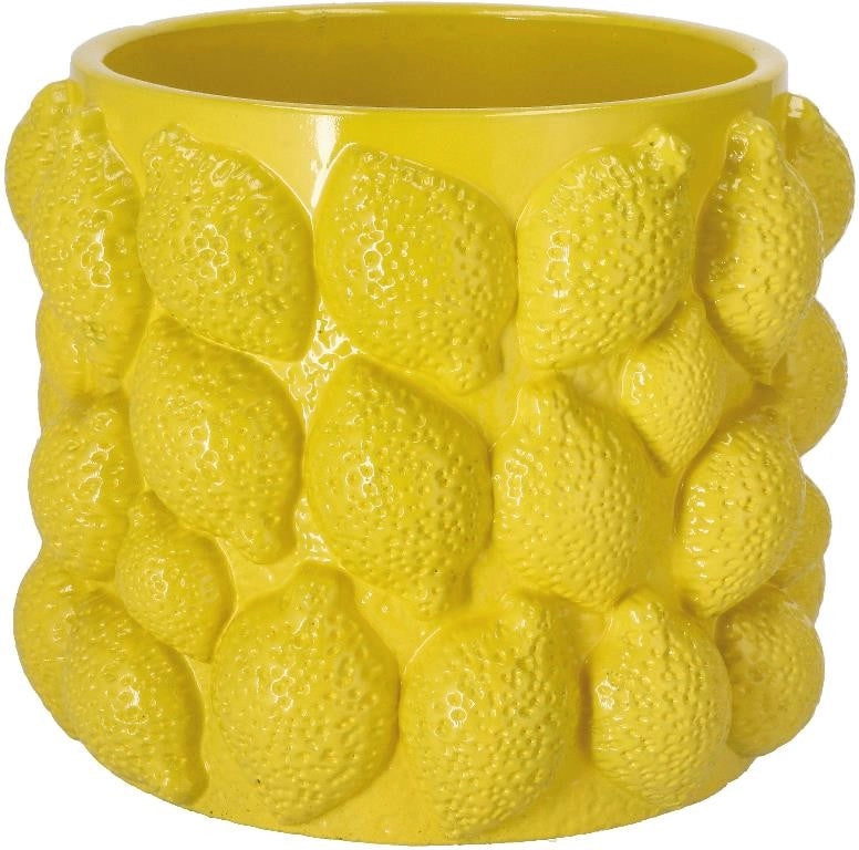 Caspo' Cachepot in Cemento Decoro Limoni 23,5 x 20 cm