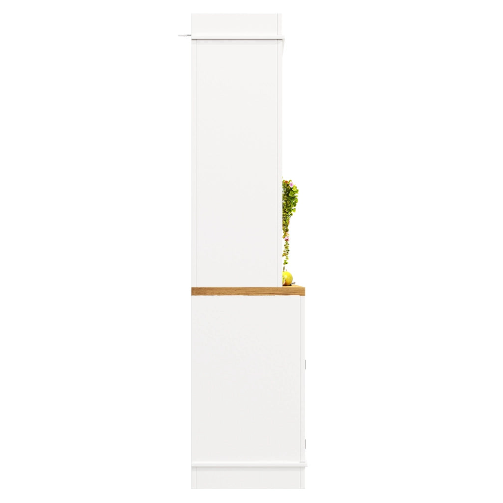 ARMADIO ALTO 107x34x184 cm Bianco con illuminazione LED e ripiani in vetro