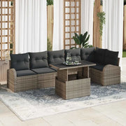 Set Divano da Giardino con cuscino 7 pcs Grigio Poly Rattan