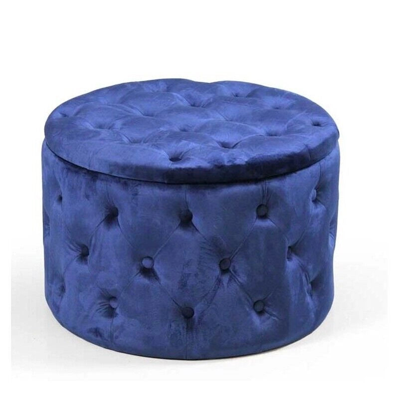 POUF CONTENITORE IN VELLUTO TRAPUNTATO 60 X 60 X 42 CM COLORE BLU