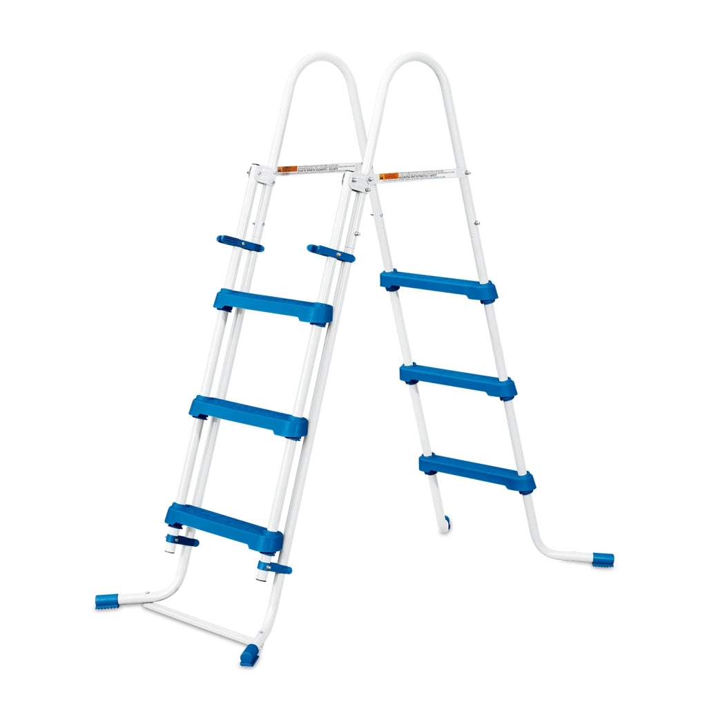 PISCINA RETTANGOLARE CON STRUTTURA IN METALLO - 4,88 x 2,44 x 1,07 m con pompa filtro 12V - 3,8 m3, gradino pieghevole, copertura e telo di fondo