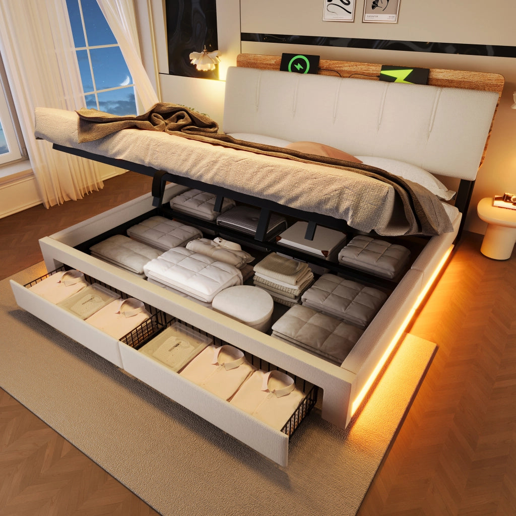 letto imbottito lino beige 180x200 cm