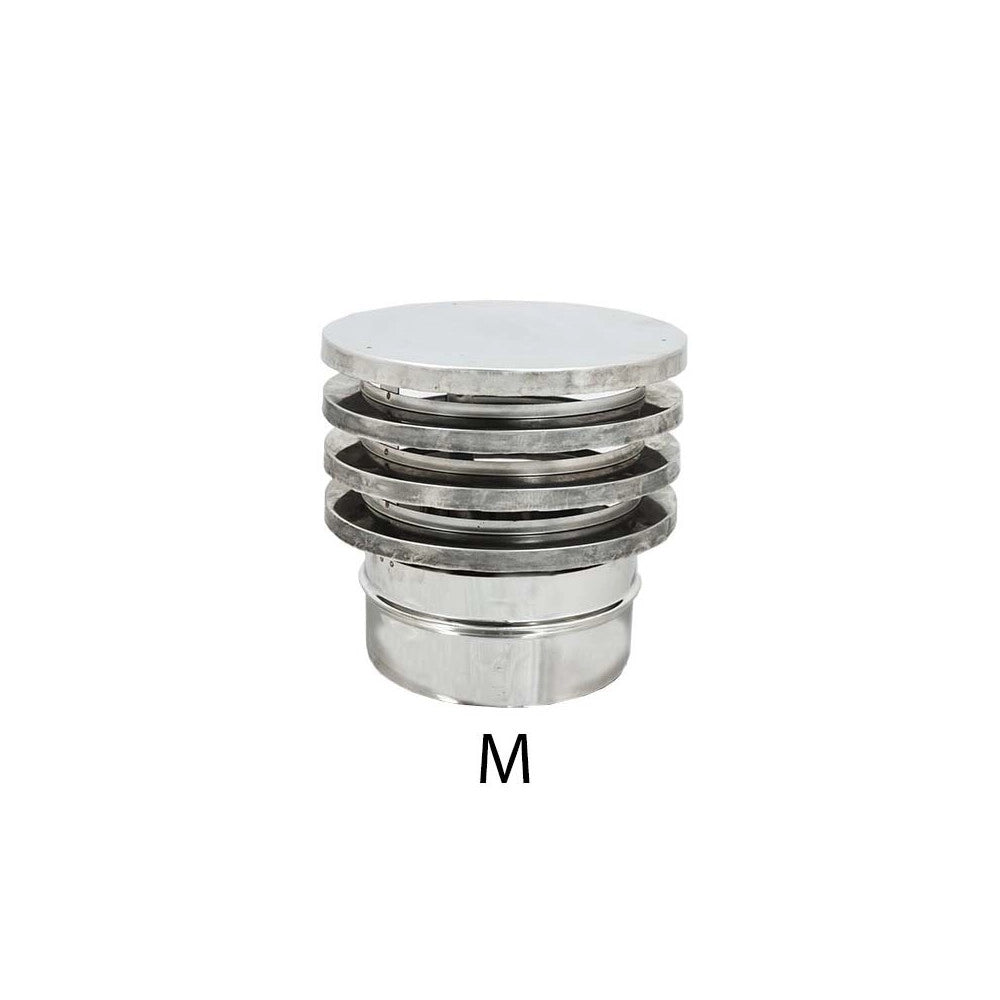 Fumaiolo da 300mm tipo zara di acciaio inox aisi 304 base tonda innesto m maschio monoparete