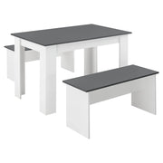 Tavolo da pranzo e 2 panche per 4 persone 110 cm bianco/grigio 03_0005811