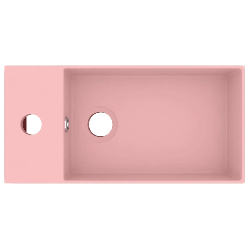 Lavandino con Troppopieno in Ceramica Rosa Opaco 146988