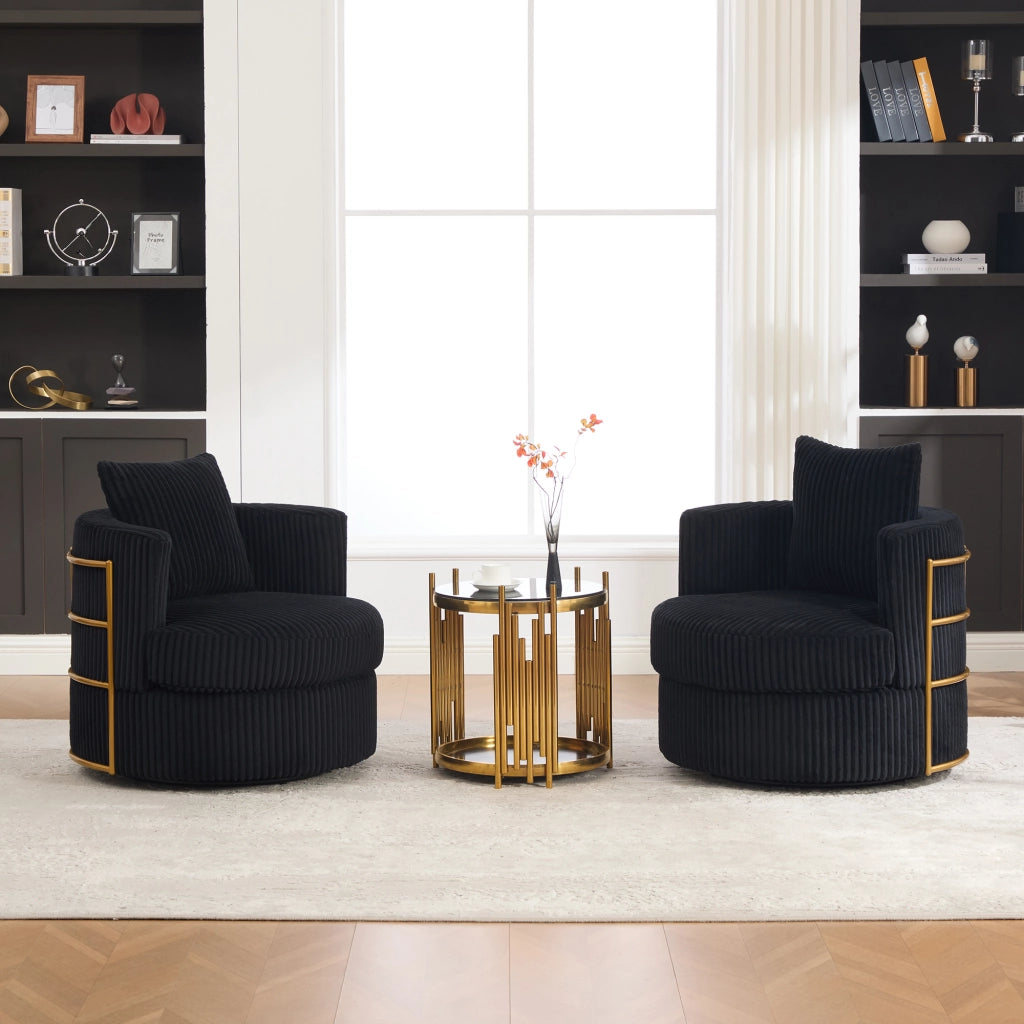 Poltrona girevole 360° con contenitore e seduta imbottita in cord nero