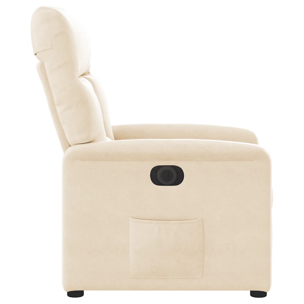 Divano Sedia-Poltrona Reclinabile Elettrica Beige in Tessuto di Microfibra 915279