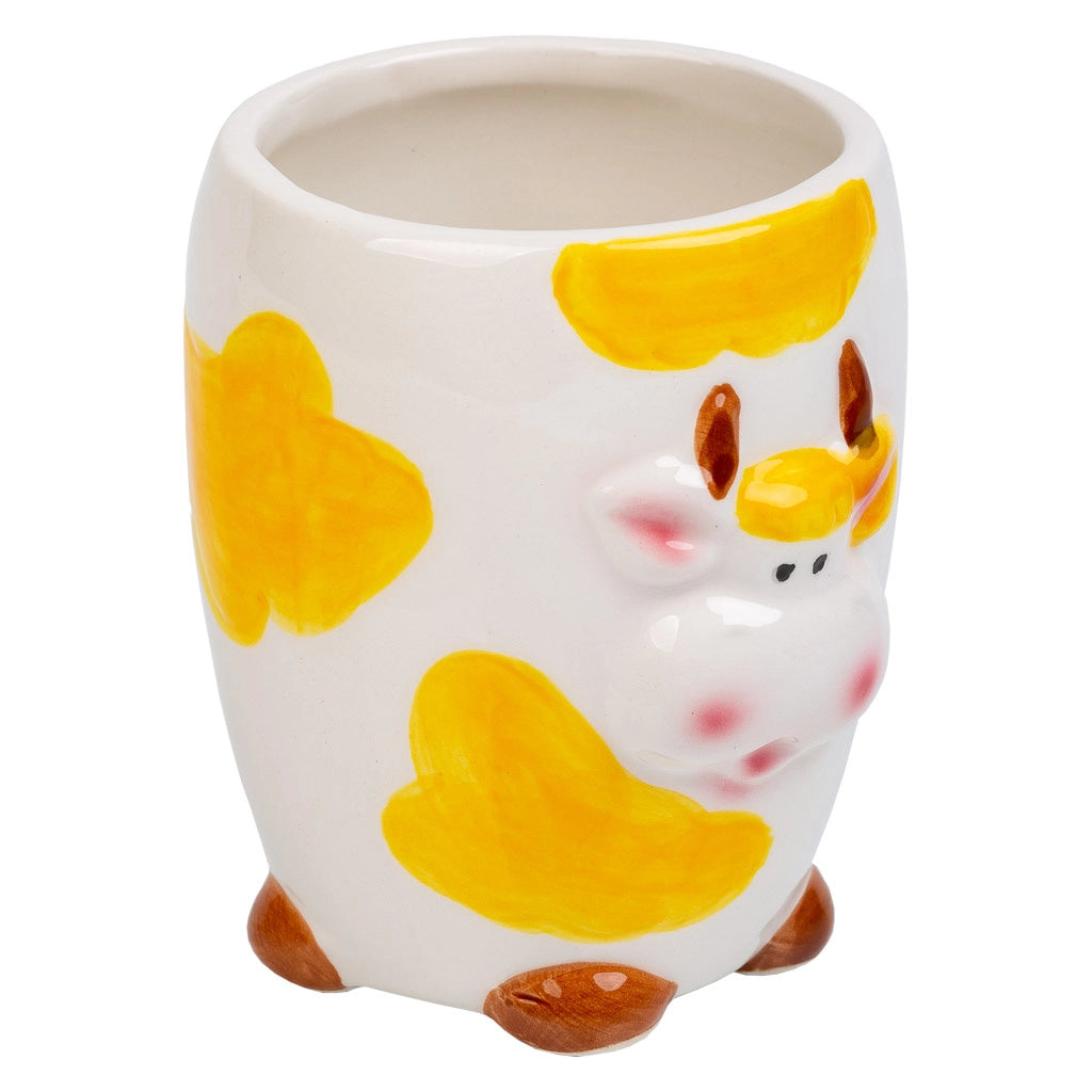 Portamatite mucca in ceramica arancione d7,5x10h