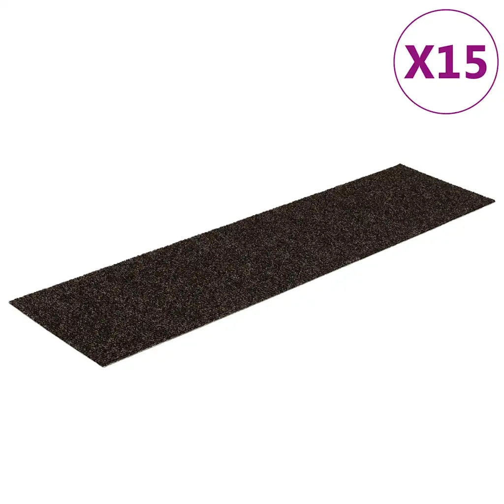 Tappetini per scale autoadesivi 15 pz | Gradini per Scale 76x20 cm marrone scuro rettangolari