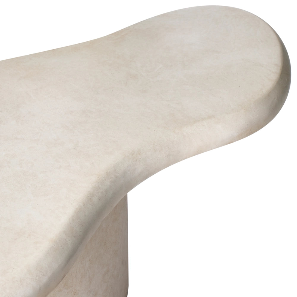 Tavolino d'angolo Bianco MgO 120 x 57 cm Macchia Ruggine Acqua Vento Resistente Boho Moderno Soggiorno all'aperto