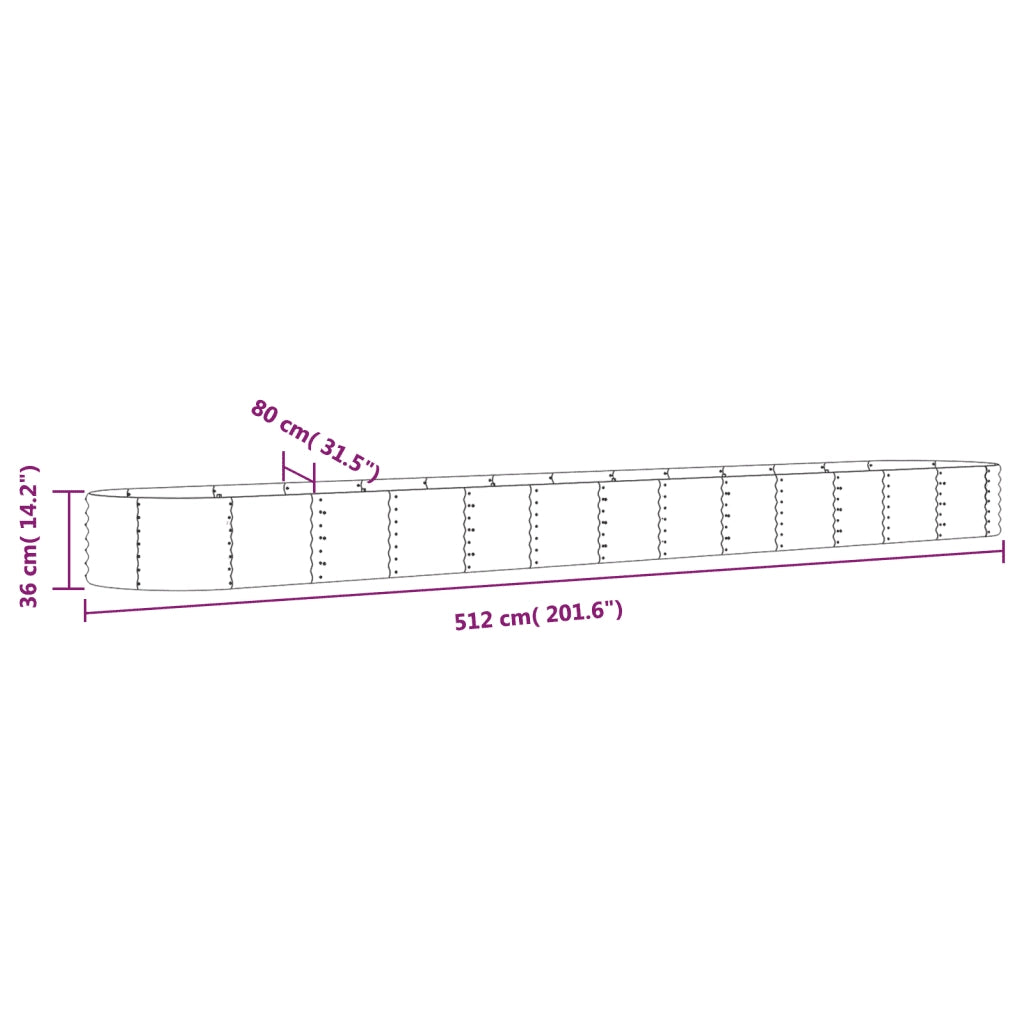 Letto Giardino Acciaio Zincato 512x80x36 cm Grigio 318939