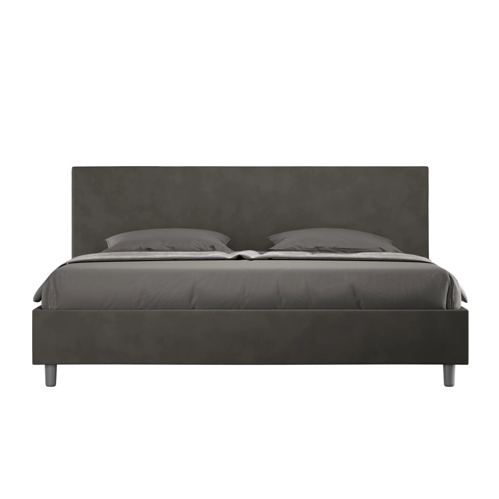 BS COM Letto matrimoniale king size contenitore imbottito 190x210 microfibra grigio