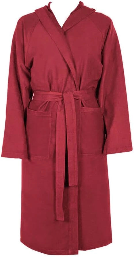 Accappatoio Microfibra Taglia XL Moderno Morbido Uomo Donna Cintura Tasche Cappuccio Bordeaux