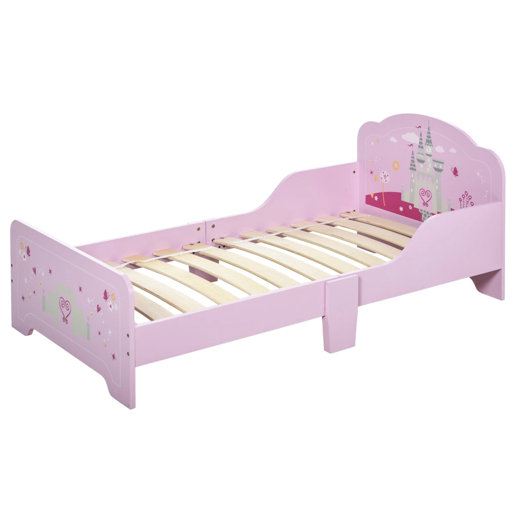 Letto Singolo Bambino 140x70 cm con Rete a Doghe ¨C Minimal ¨C Rosa MDF Multistrato