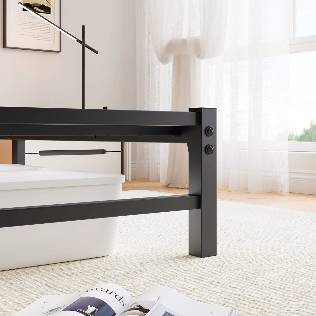 letto in metallo e legno nero marrone 140 x 200 cm