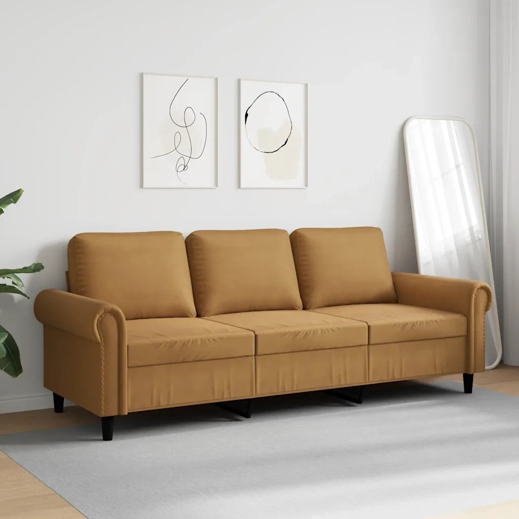 Divano a 3 Posti-Sofa 3 Posti Marrone 180 cm in Velluto 886023