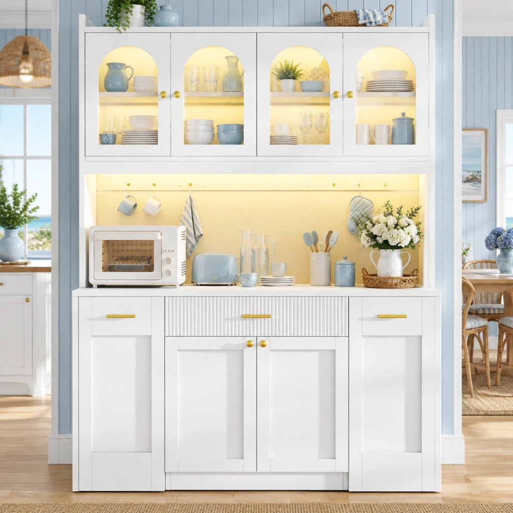ARMADIO DA CUCINA 120x40x187 cm MDF Bianco con LED RGB