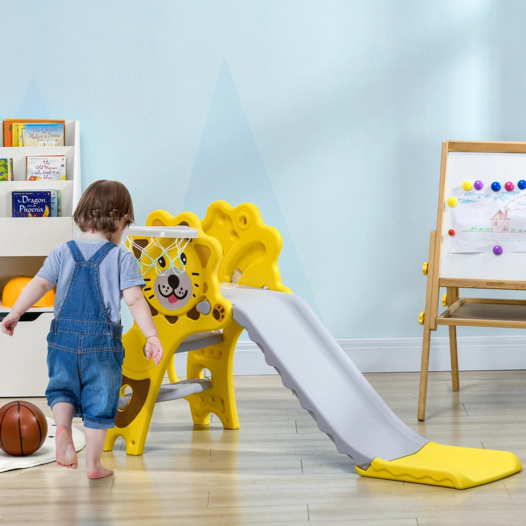 Casetta da gioco con scivolo e canestro ¨C ZephMum ¨C Giallo Grigio