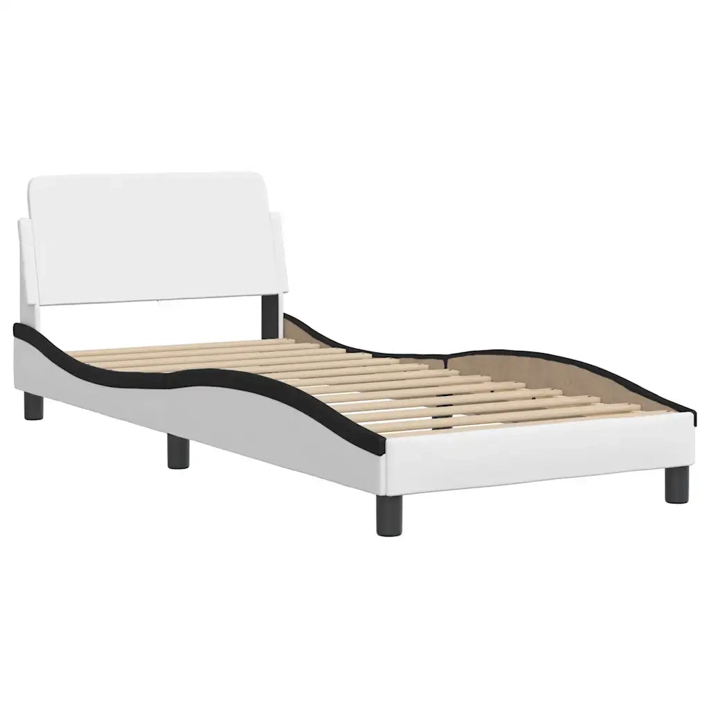 Giroletto senza Materasso-Struttura Letto Zadar Bianco e Nero 80x200 cm in Similpelle