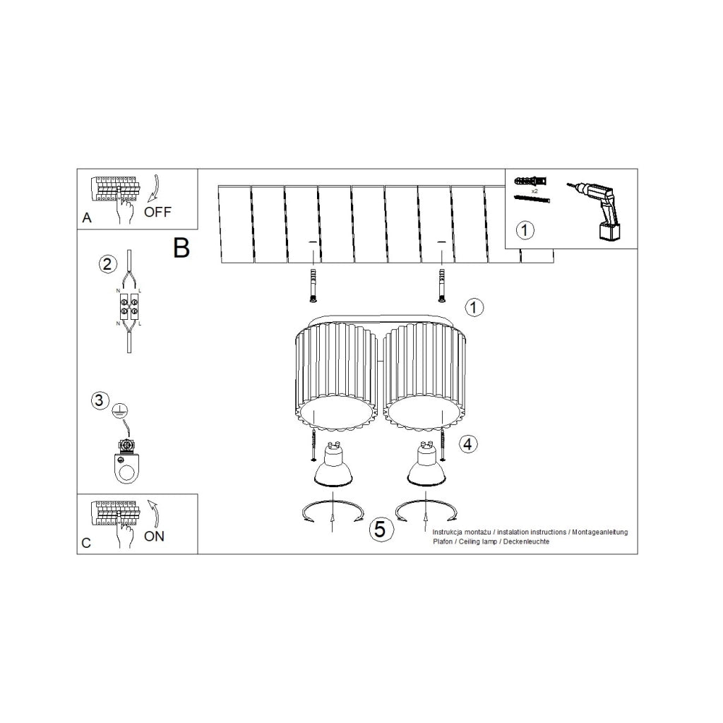 Lampada da soffitto AURA 2 bianco GU10