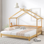 Letto a casetta 90 × 200 cm estensibile a 180 × 200 cm con rete a doghe in legno naturale