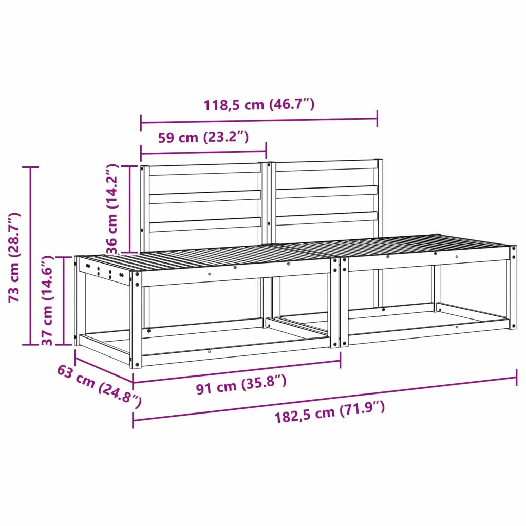 Set di divani da esterno 2 pz Bianco Legno di Acacia Massello 3388173