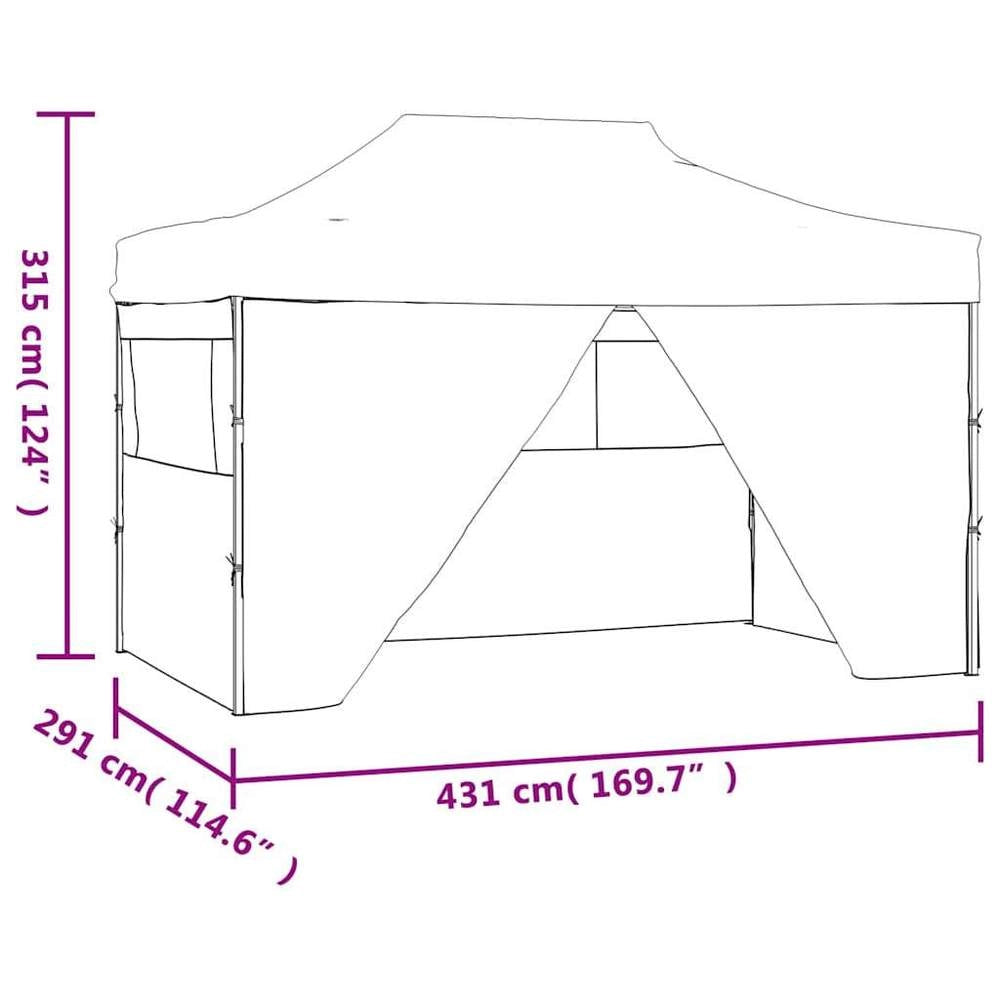Pop-up Folding Tent With 4 Side Panels, 3 X 4.5 M, Cream White