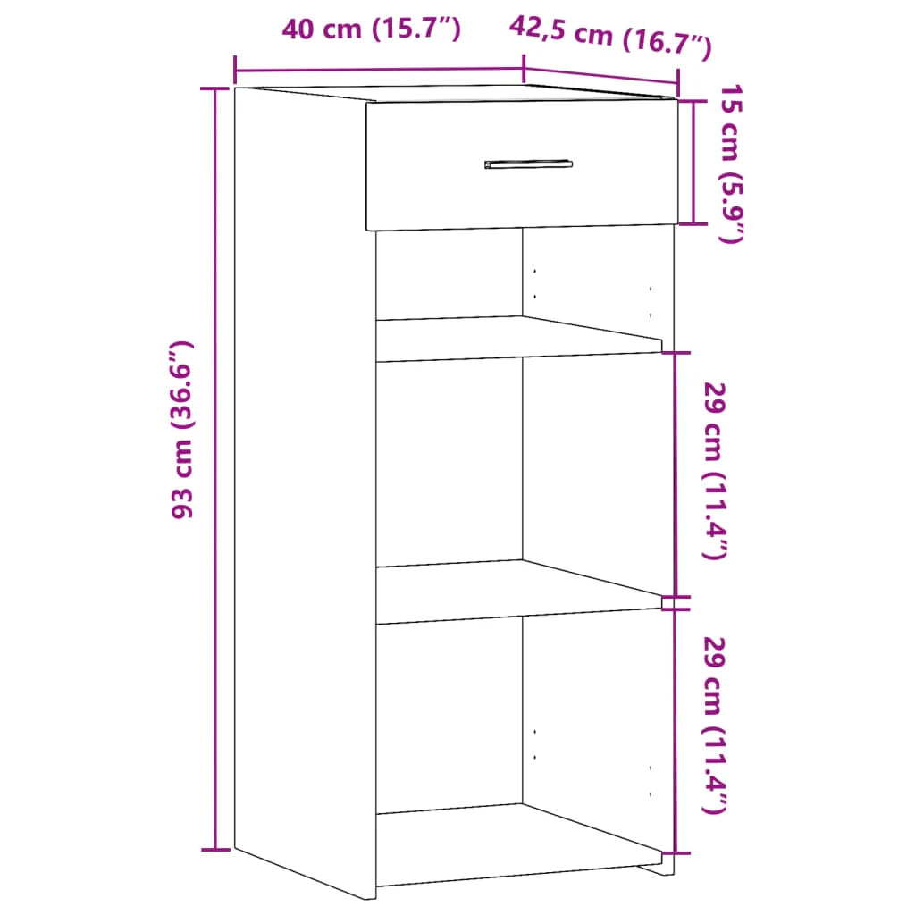 Buffet credenza cassettiera mobiletto mobile contenitore organizer cucina soggiorno Sonoma 40 x 42,5 x 93 cm legno ingegnerizzato grigio 02_0036363