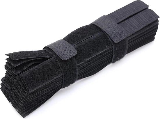 Cord Straps herbruikbaar 50 pezzi, Magic Tape Ties, neri.