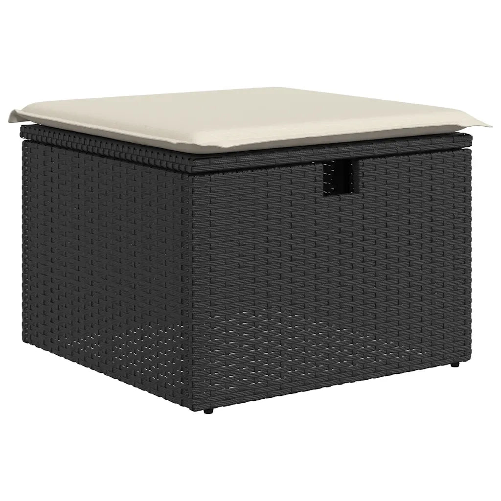 Set Divano da Giardino 6 pz con Cuscini Nero Polyrattan Acacia 3328022