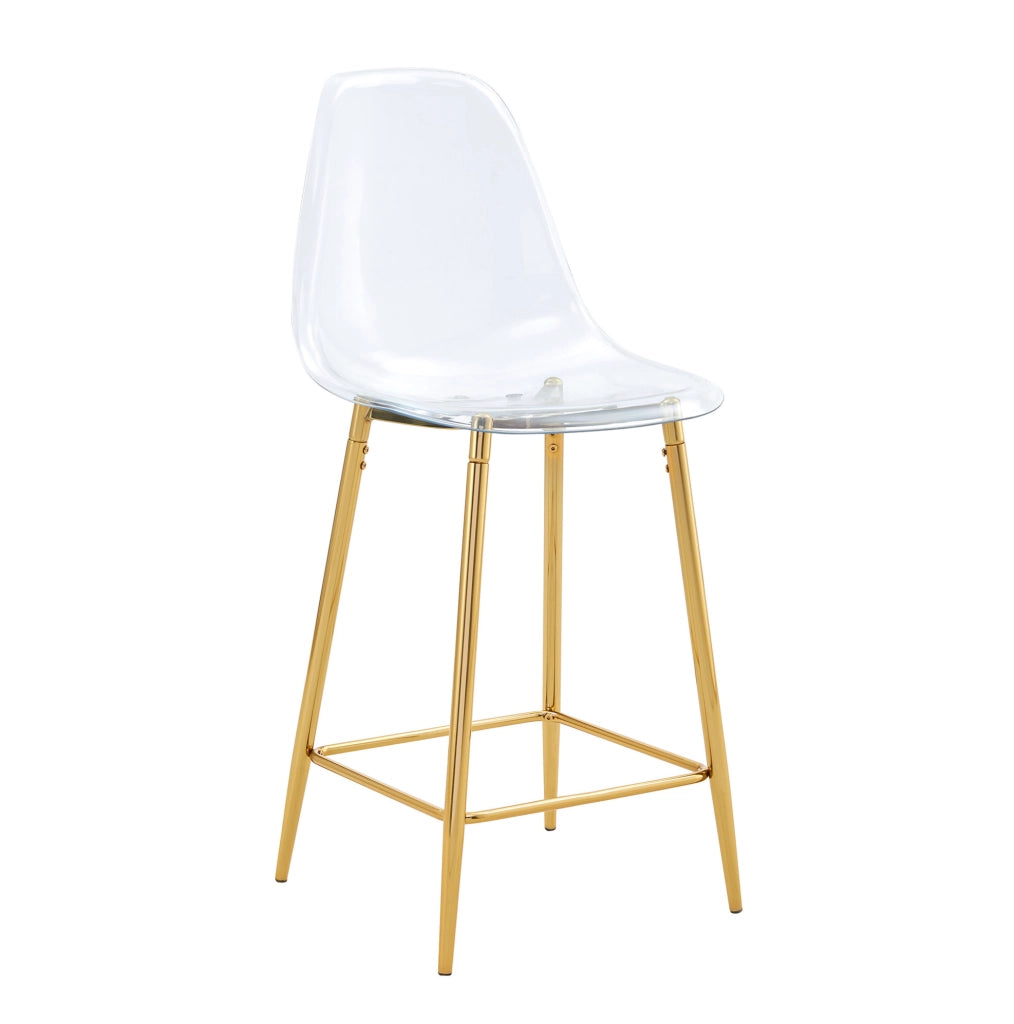Set di sgabelli da bar trasparenti con struttura oro