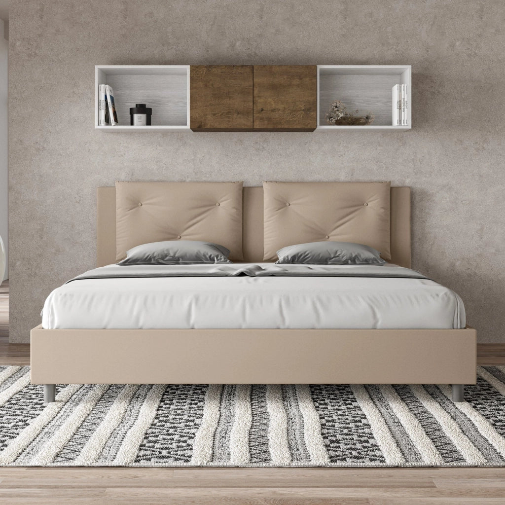 Letto Matrimoniale Large 180x210 cm con Rete Appia Tortora