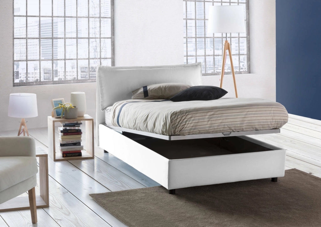 Arnaldo, Letto Piazza e Mezza Sfoderabile Made in Italy, Bianco