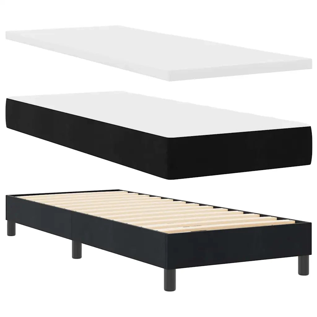 Letto a Sorgente LED con materasso Nero 80 x 200 cm Velluto