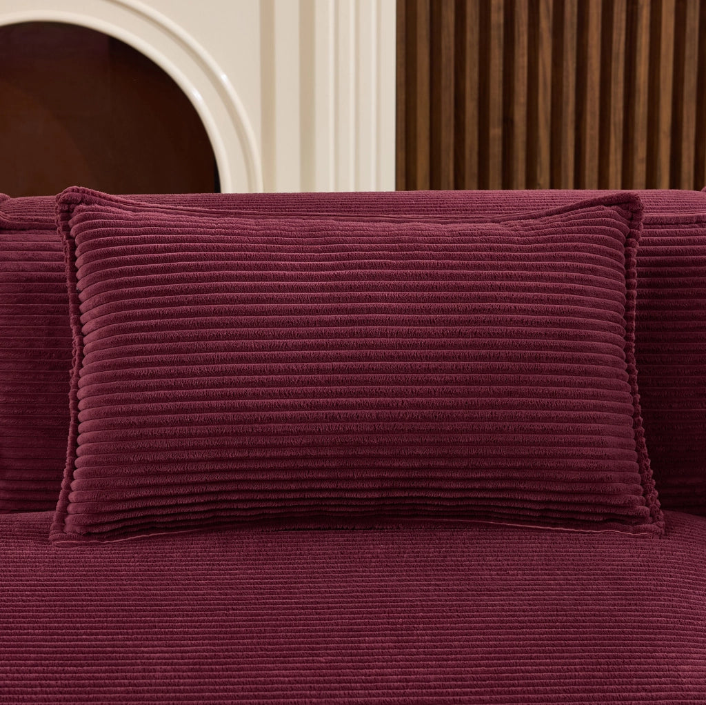 Divano in tessuto economico 235 cm con due cuscini e molle insacchettate, design moderno e semplice
