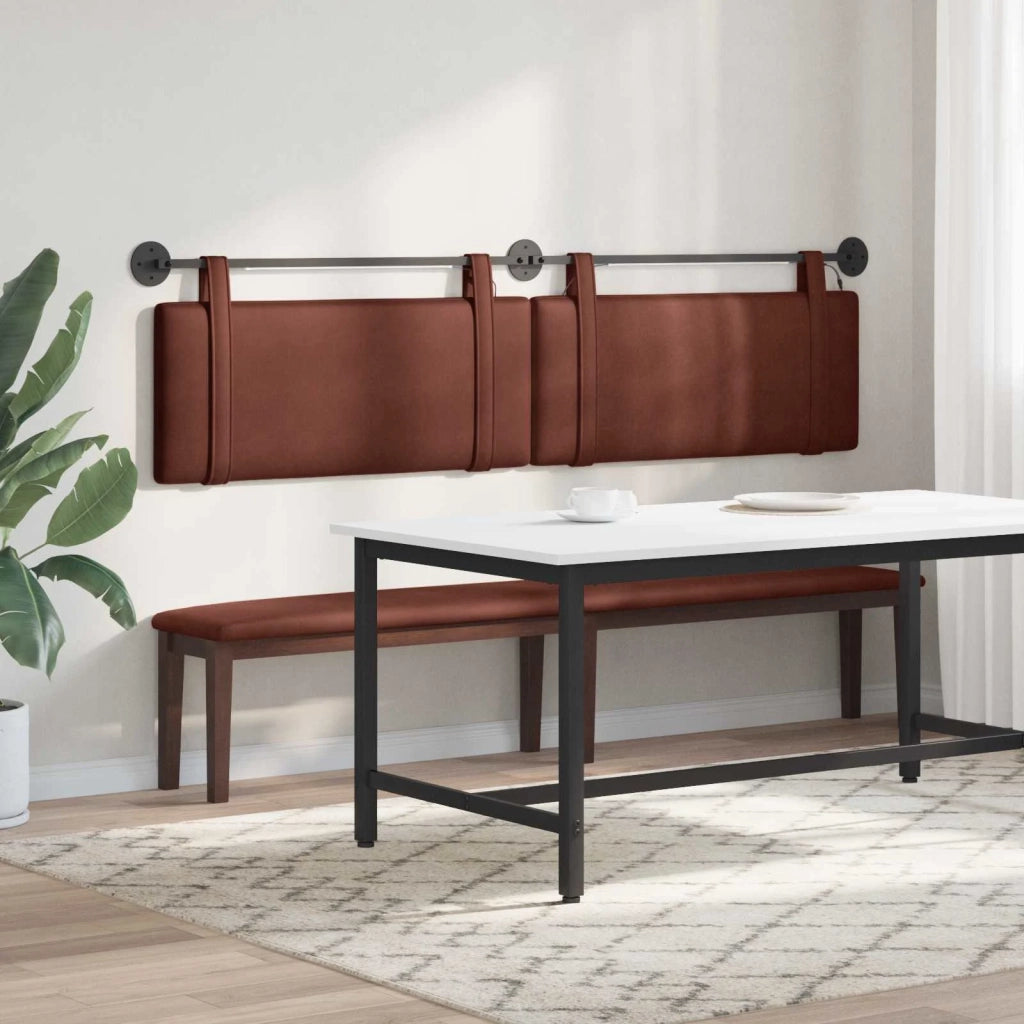 Testiera | Testata sospesa Con luce LED Marrone Lucido PU Antico