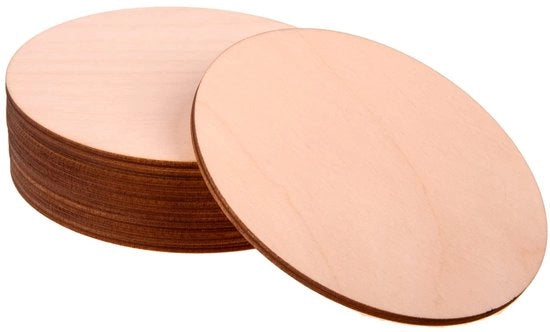 Dischi di legno per fai da te stesso - 10 pezzi rotondi con diametro di 10 cm, levigati - sottopiedi di legno - dischi di legno per fai da te stesso per pyrografia - piastre di legno 3 mm (Circolo)