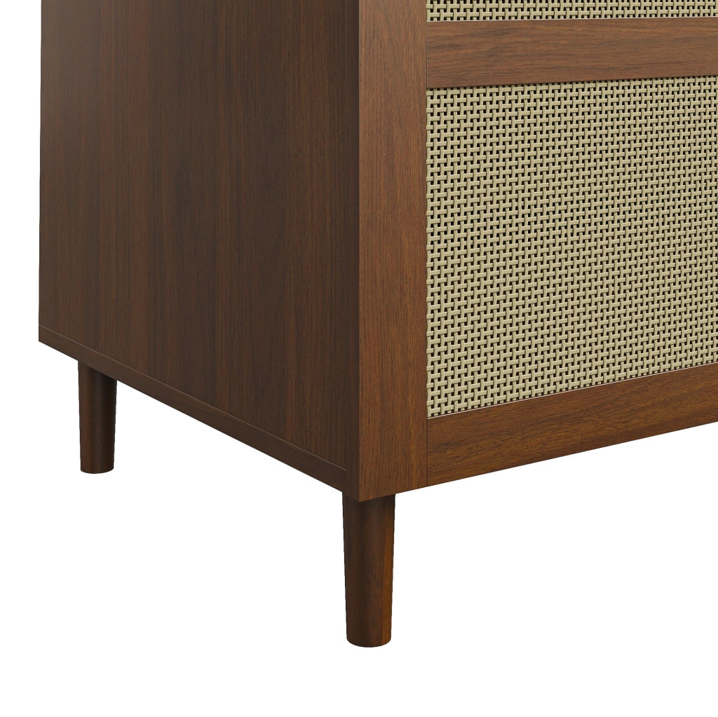 Armadio con ante curve in rattan, 80x50x179 cm