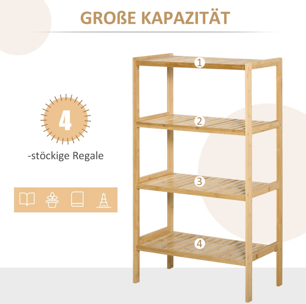 Scaffale in bambù a 4 ripiani 62x33x112 cm naturale