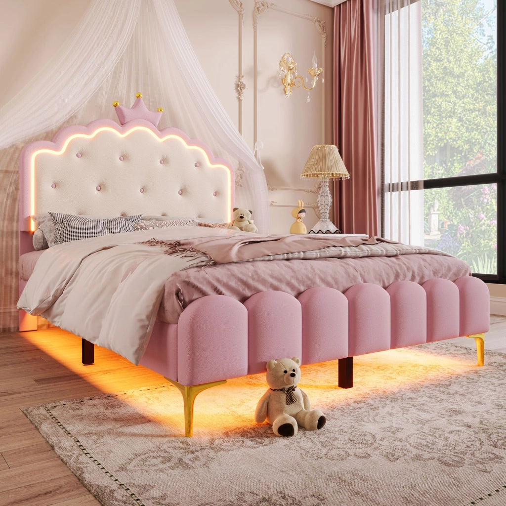 letto imbottito pu rosa 140 x 200 cm
