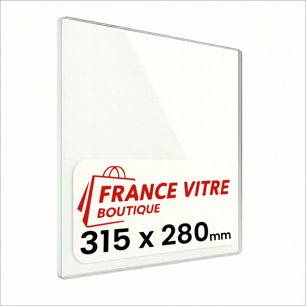 FIREBELLY - modello : fb-rounded-corners - 315 x 280 x 4 mm - Vetro per stufa a legna - vetro camino di ricambio - vetro per caminetto resistente al fuoco - France Vitre