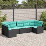 Set Divano da Giardino 7 pcs Nero e Turchese polyrattan 3354865