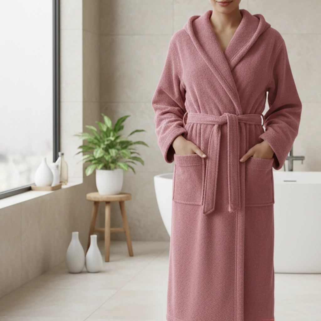 Satoka, Accappatoio 100% Cotone con Cappuccio, Rosa