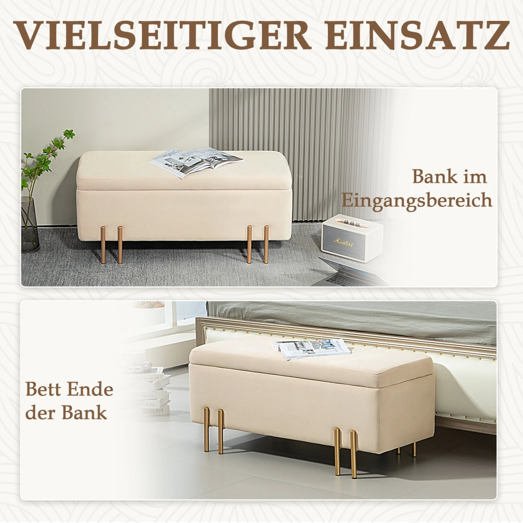 Divano letto imbottito con cassetti ¨C Minimal ¨C Beige, 100x40x42 cm