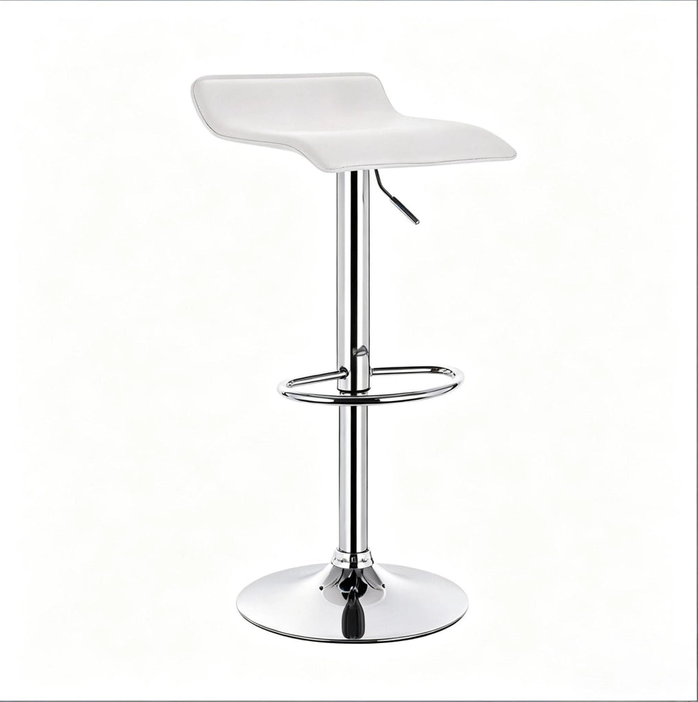 Sgabello da Bar Girevole con Seduta in Pelle Sintetica Bianco Regolabile in Altezza