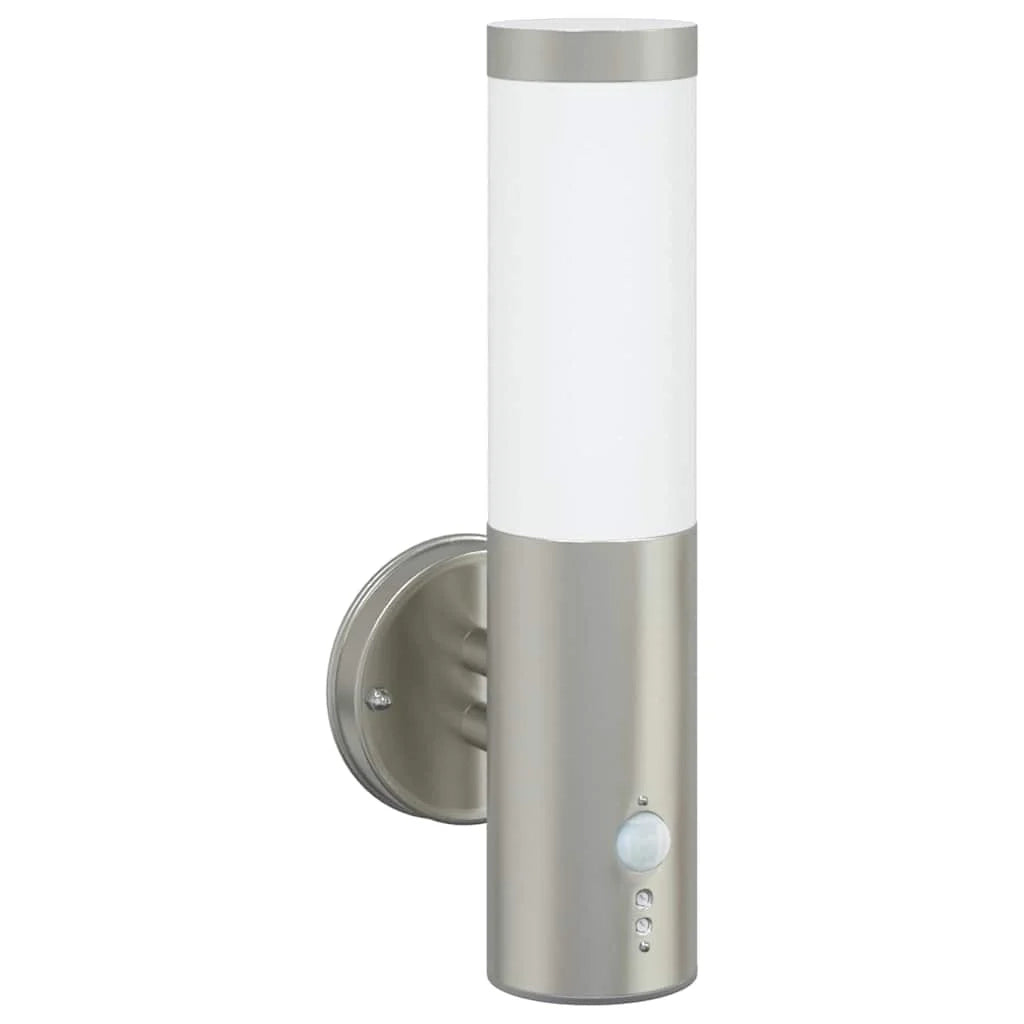 Set di 2 moderne applique da giardino cilindriche 15 x 7,5 x 33 cm in acciaio inox argento 02_0056502