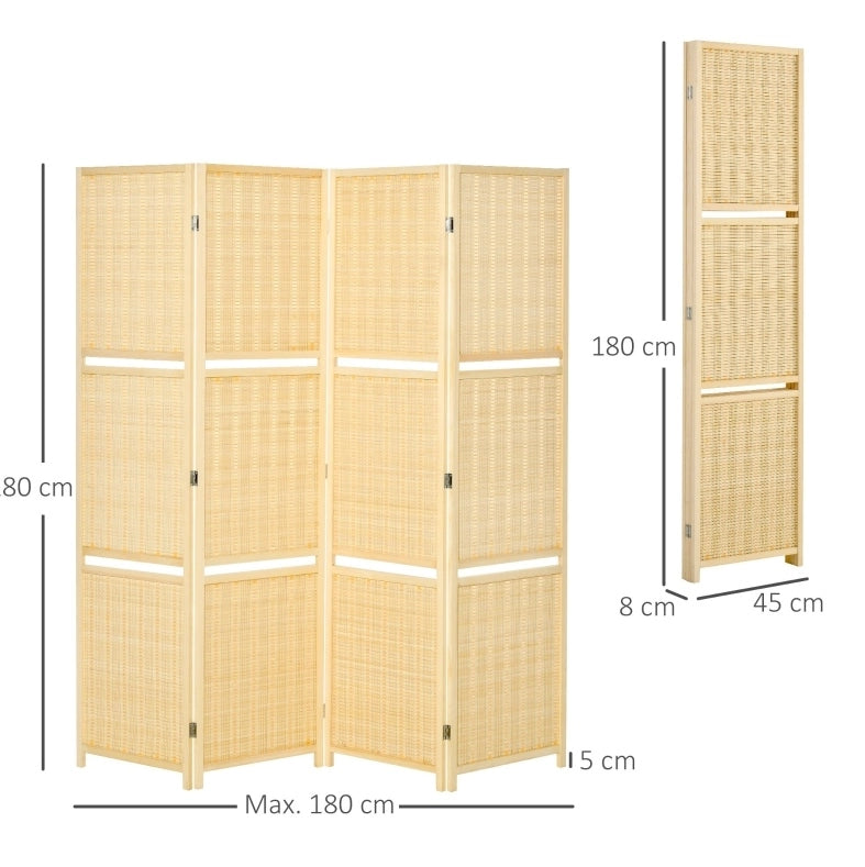 Paravento divisorio 180x1,9x180 cm in bambù naturale pieghevole -